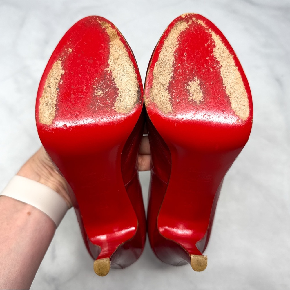 Christian Louboutin Very Prive 120 Eel Skin Leather Platform Stiletto Heel Pumps - Picture 14 of 16